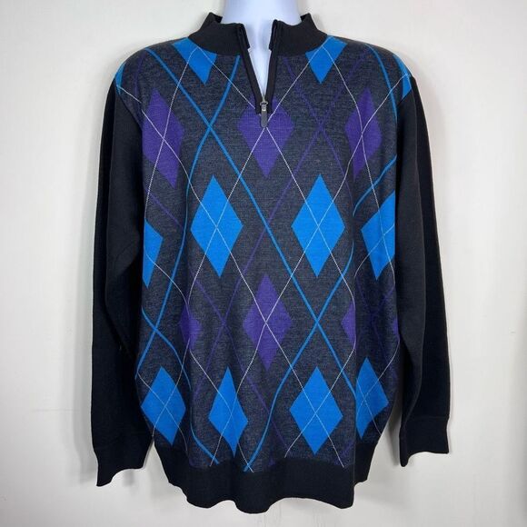 American Legend Outfitters Half Zip Argyle Sweater - Picture 1 of 10